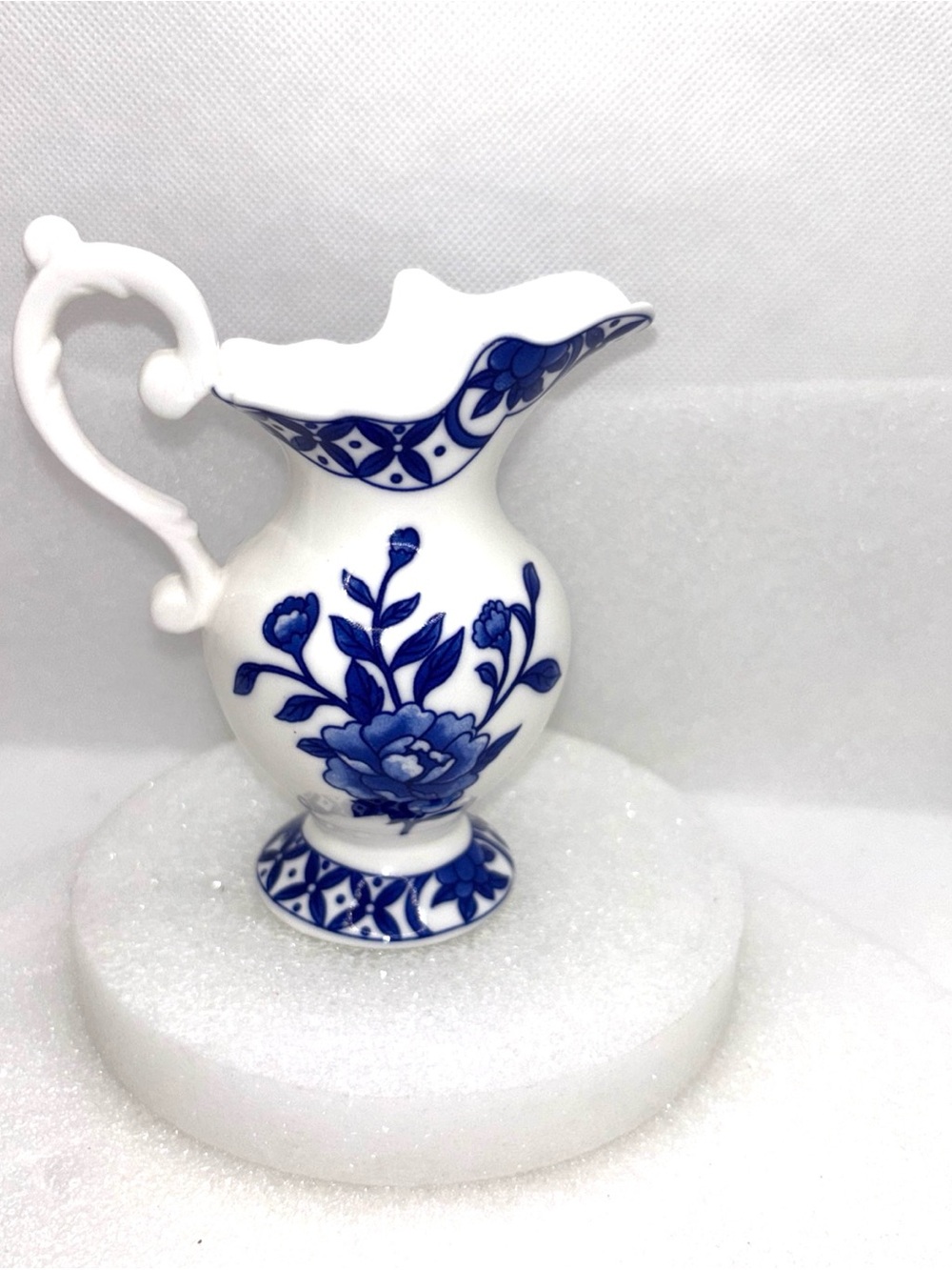 London Pottery Blue and White Floral Porcelain Small Pitcher Decor